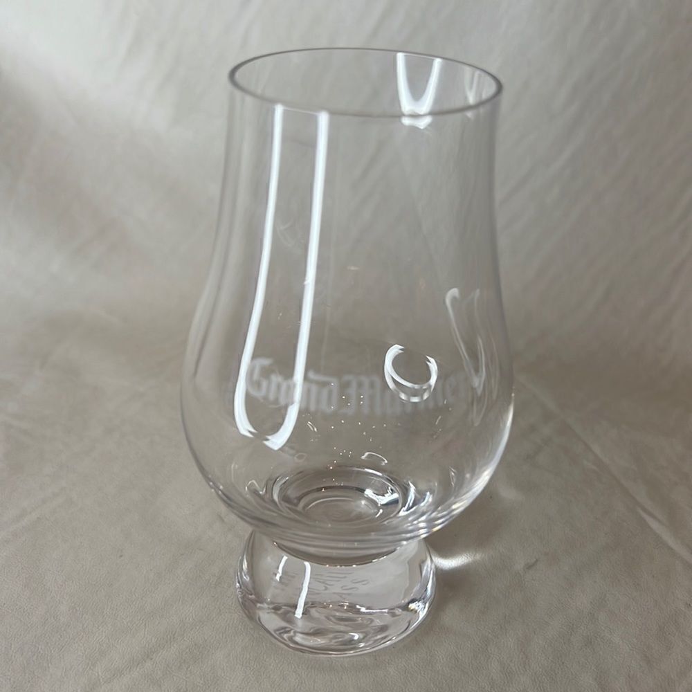 Grand Mariner 8 Ounces Cordial Liquor Cocktail  Clear Glass White Lettering Used